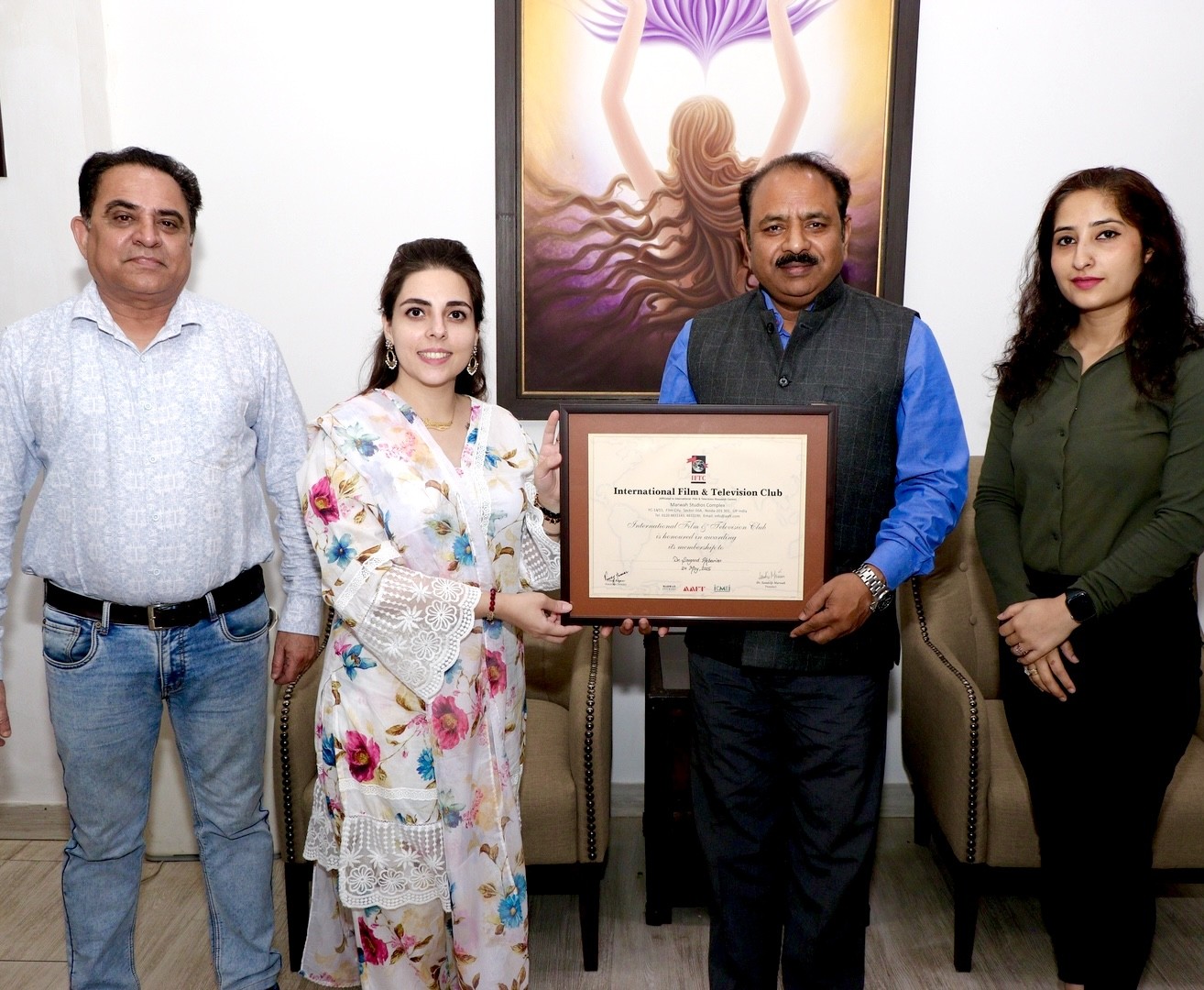 Dr. Sougand Akbarian from Iran Visits Marwah Studios; Honored with Life Membership of IFTC